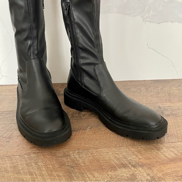 Zara Over the Knee Tall Lug Sole Boots Black Size 40 (US 9) - Picture 5 of 14